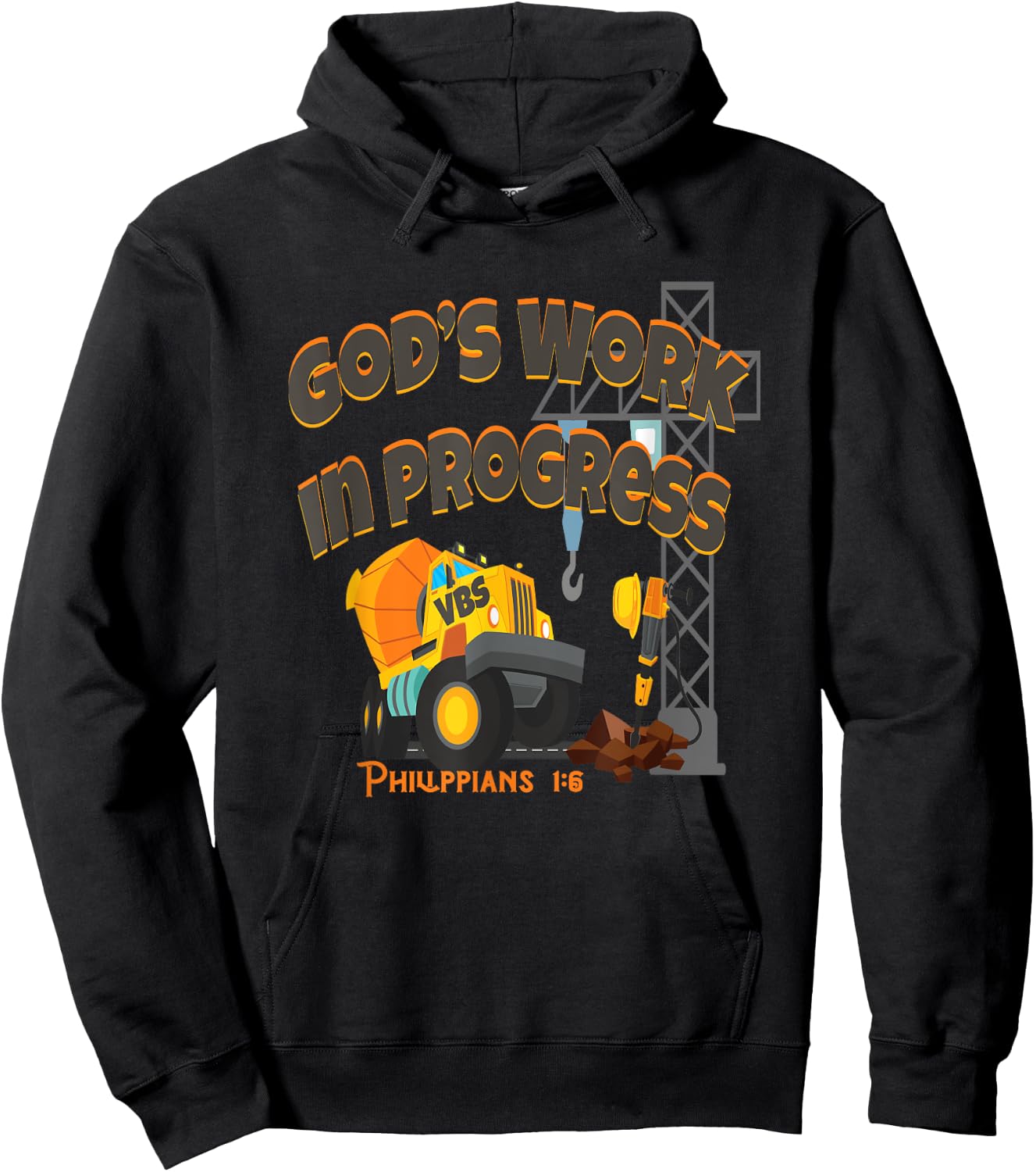 VBS 2020 Concrete Cranes Gods Work Under Construction Truck Hoodie - Hoodie | Black