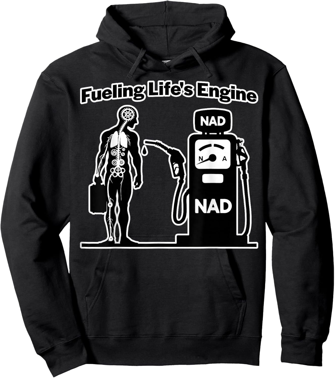 NAD Fueling Life's Engine NAD+ NADH Biochemistry Longevity Hoodie - Hoodie | Black