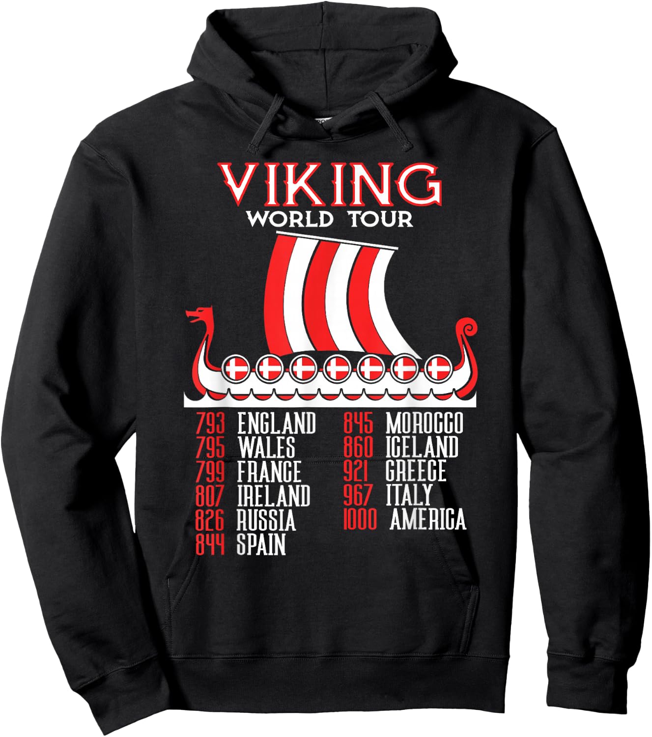 Viking World Tour Danish Viking Ship Denmark Viking Hoodie - Hoodie | Black