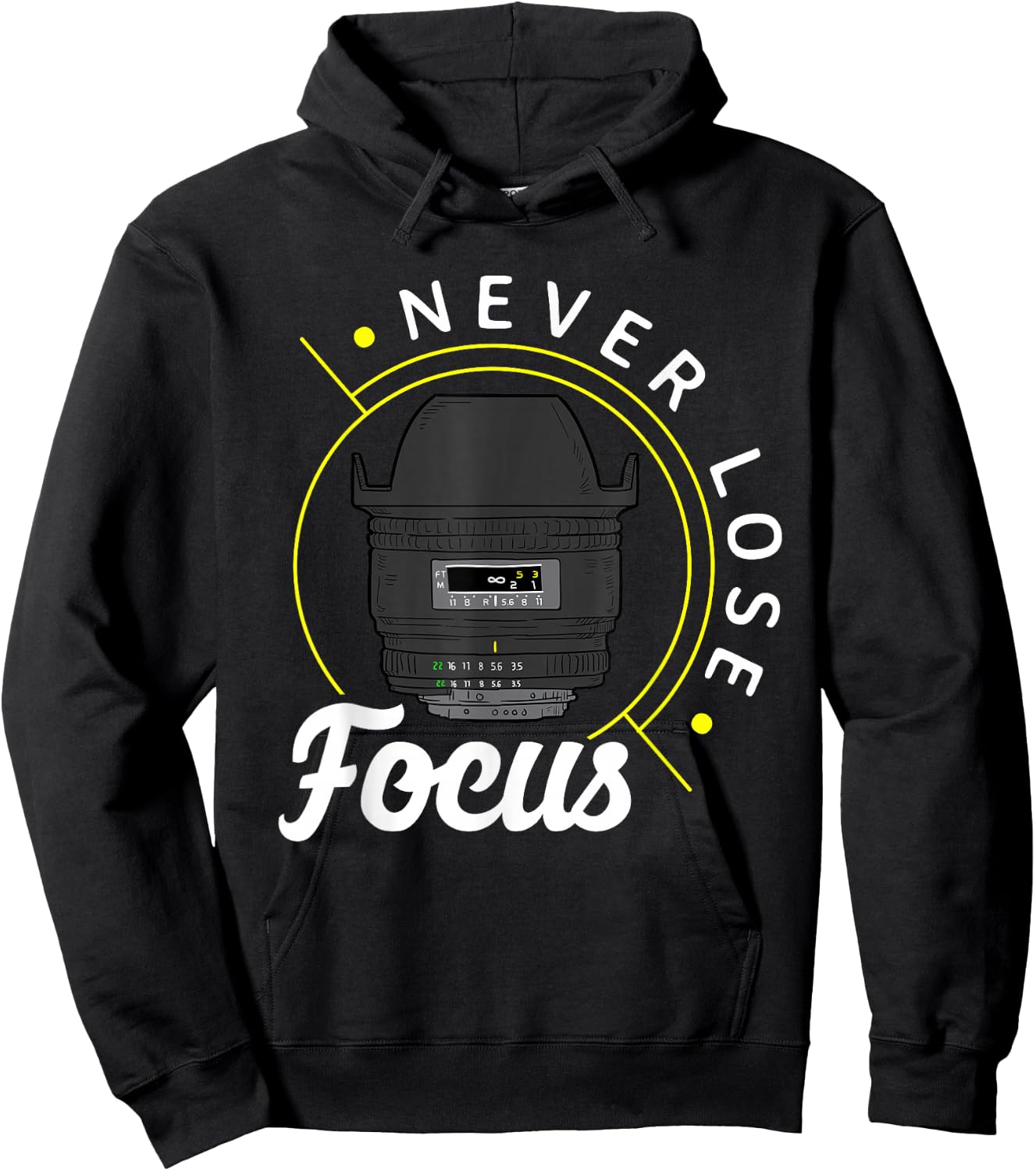 Never lose focus - Photo Lense - Funny Photographer Camera Hoodie - Hoodie | Black