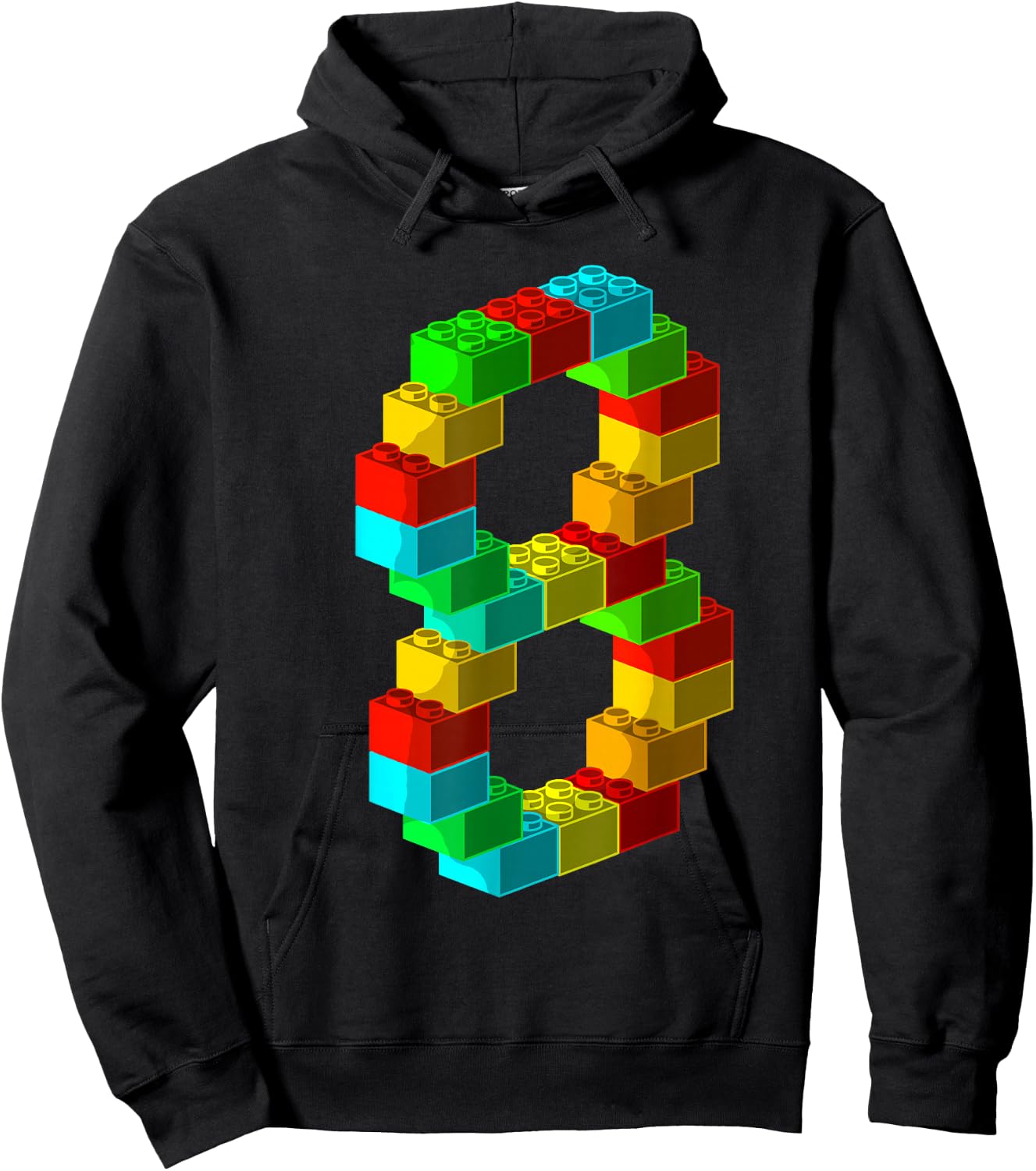 Cute Block Building 8th Birthday Gift 8 Years Old Boys Girls Hoodie - Hoodie | Black