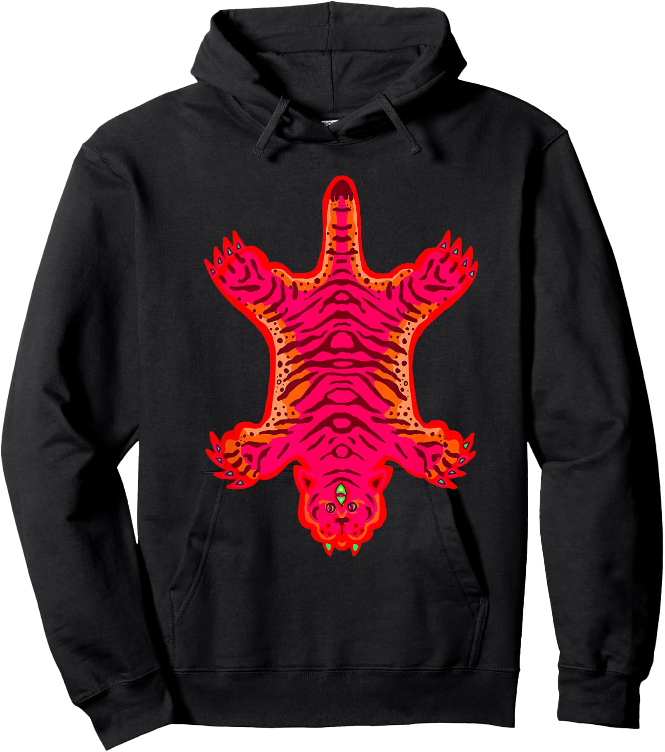 Colorful Mystical Tiger Rug Illustration Hoodie - Hoodie | Black