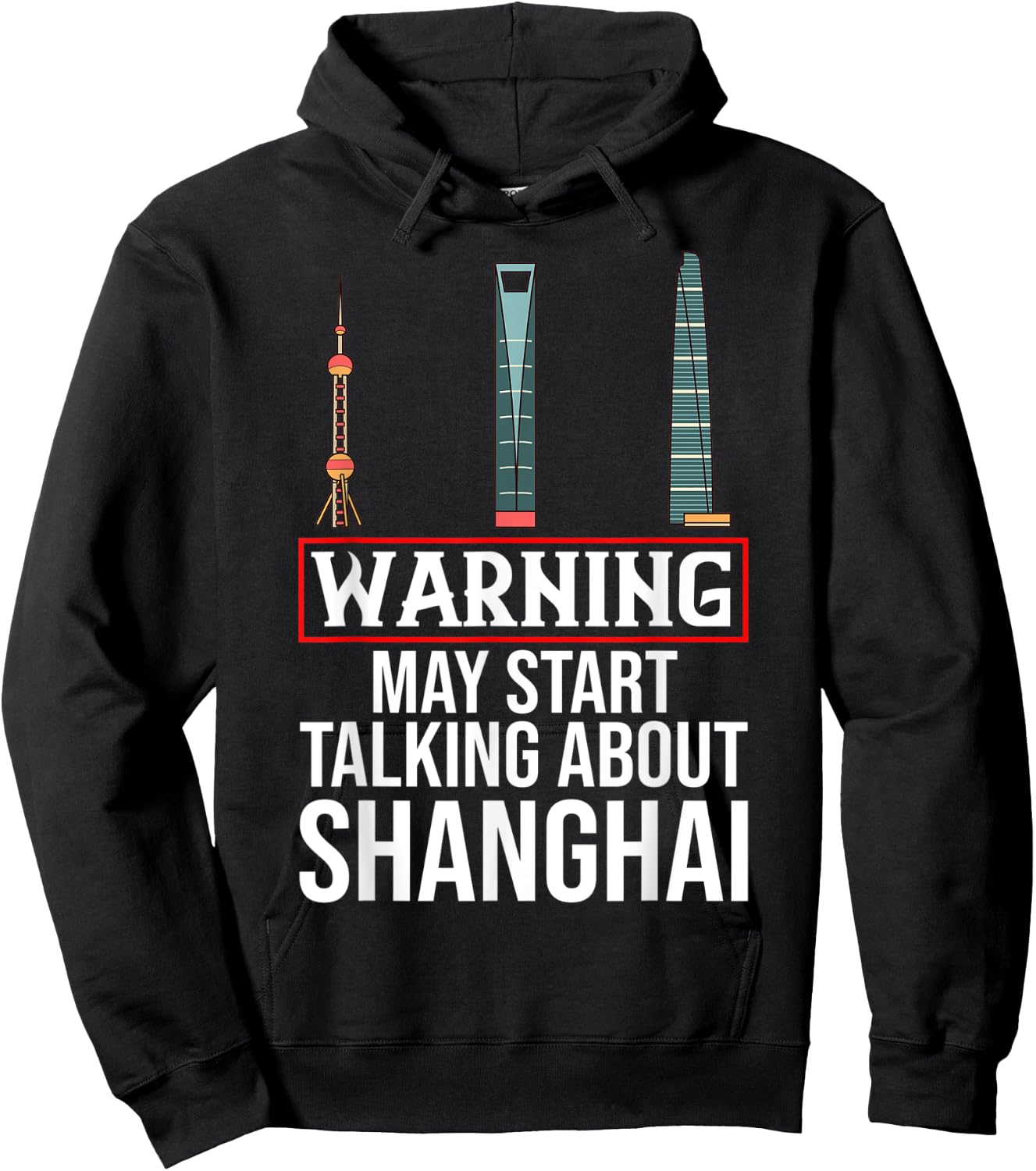 Shanghai China City Skyline Map Hoodie - Hoodie | Black
