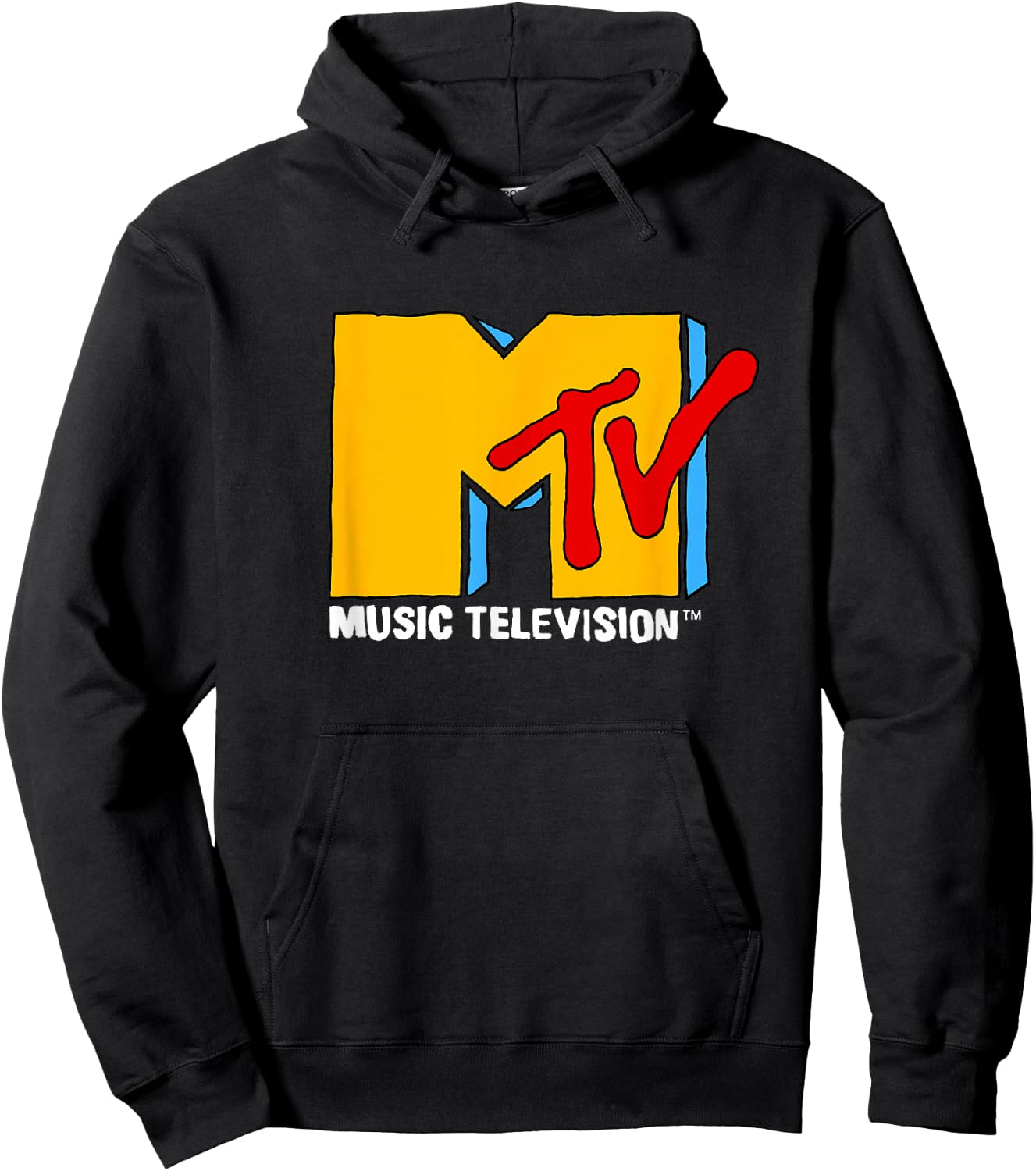 MTV Retro Eighties Neon Primary Color Pop Art Logo Hoodie - Hoodie | Black