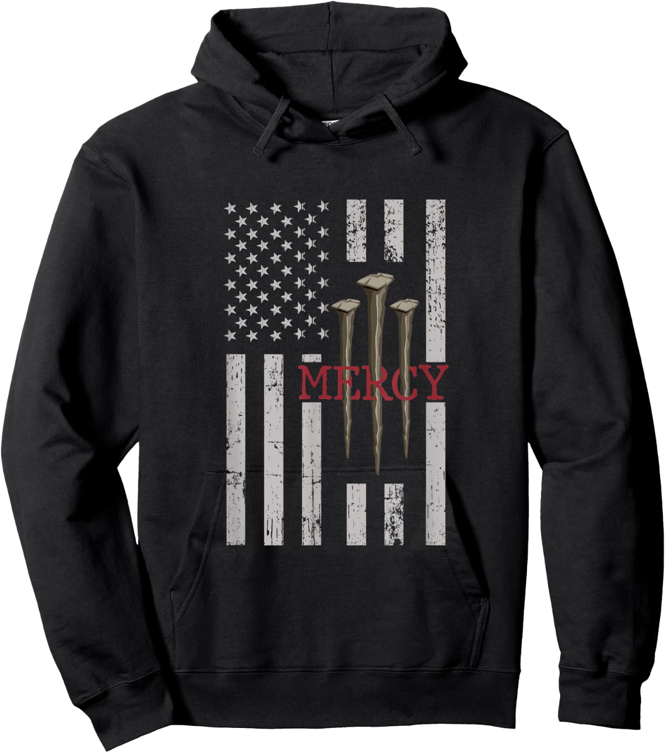 3 Nails Mercy Jesus American Flag Shirts Christian Men Hoodie - Hoodie | Black