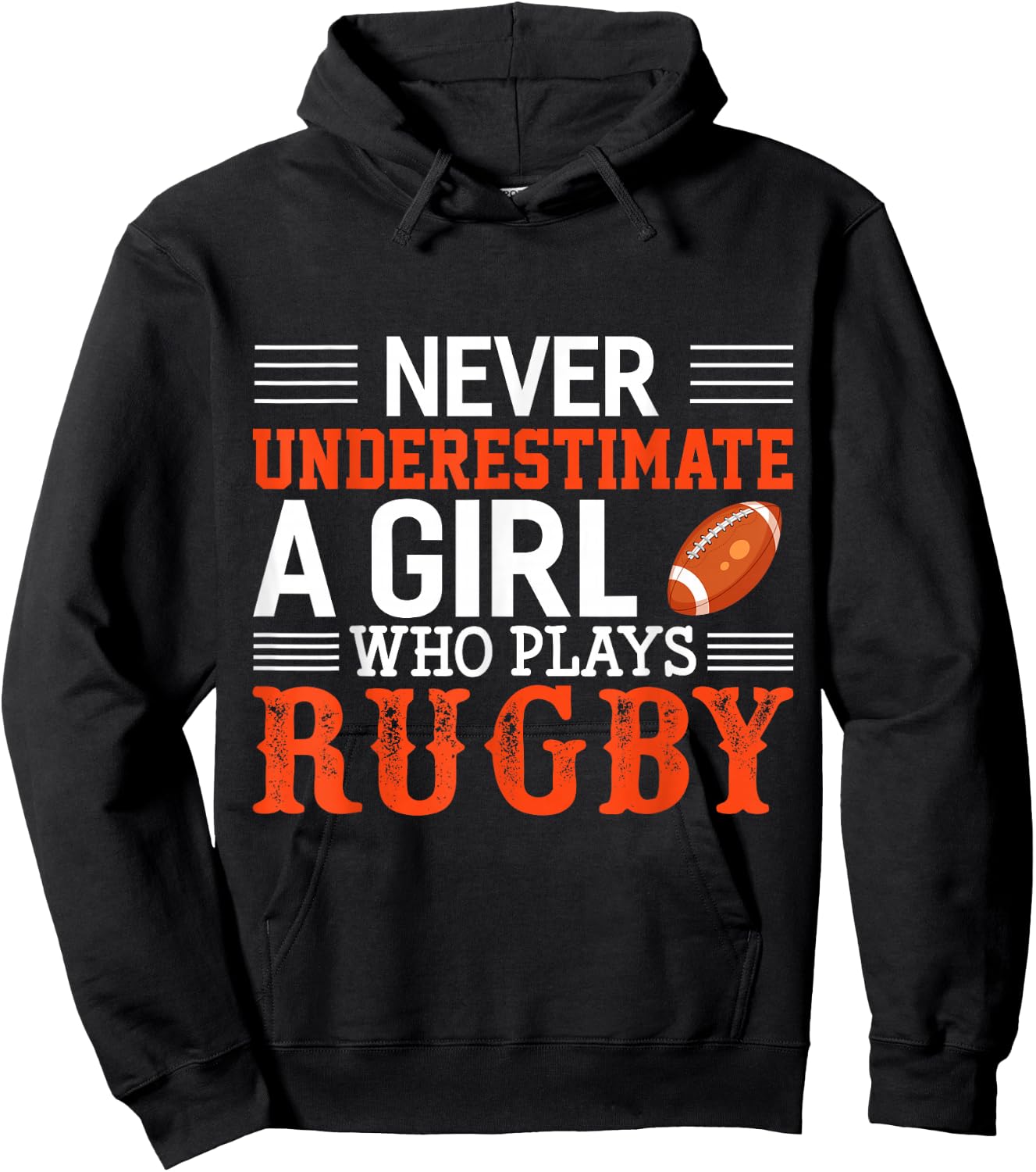 Funny Rugby Never Underestimate A Girl Who Plays Rugby Hoodie - Hoodie | Black