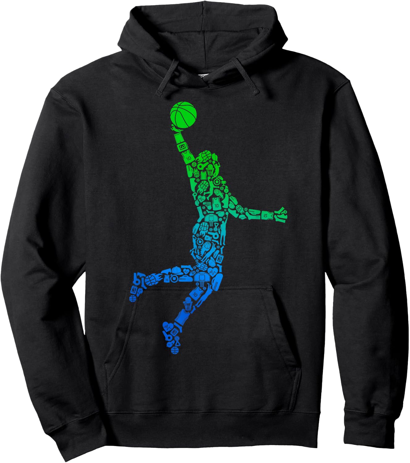 Basketball Player Dunking Symbols Boys Kids Men Basketball Hoodie - Hoodie | Black