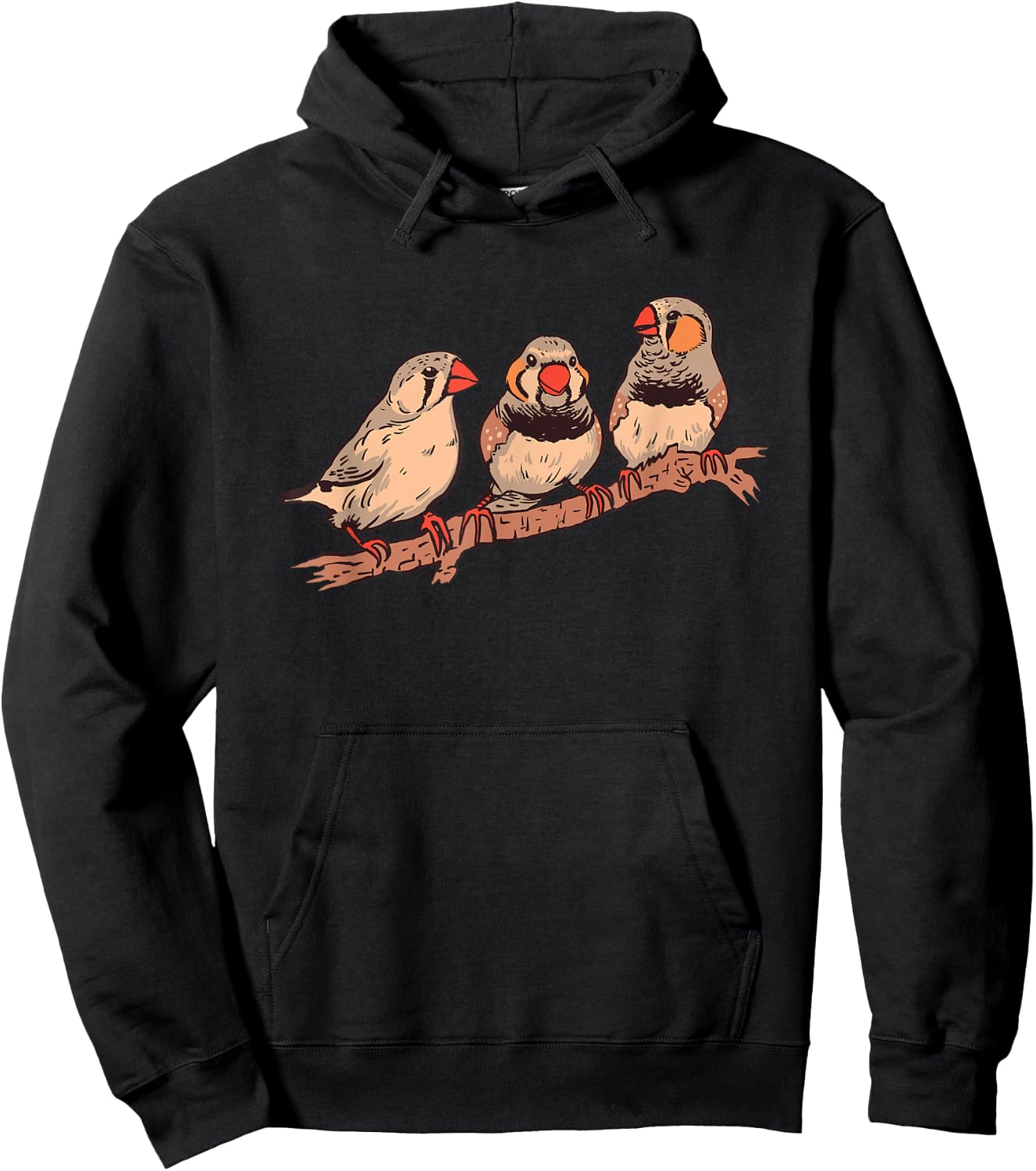 Three Zebra Finches On A Branch Pet Birds Zebra Finch Hoodie - Hoodie | Black