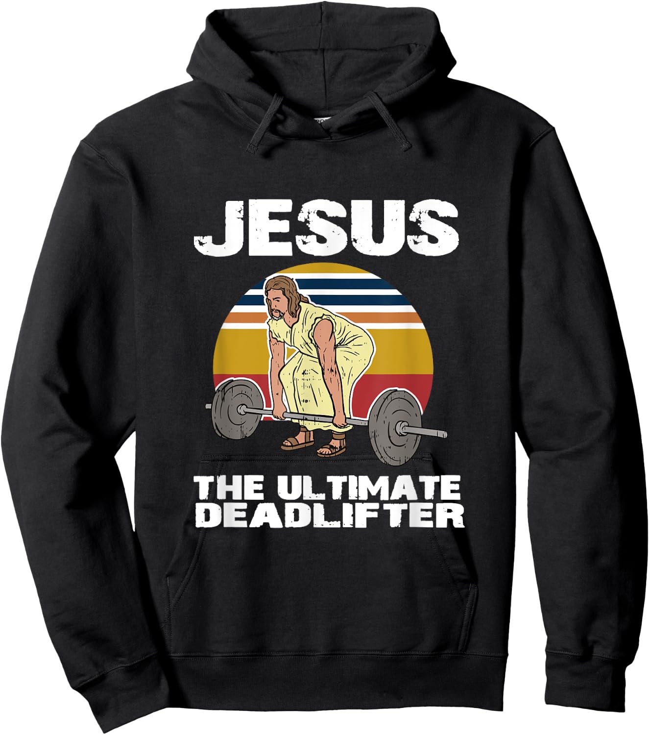 Deadlift Jesus I Christian Weightlifting Funny Workout Gym Hoodie - Hoodie | Black