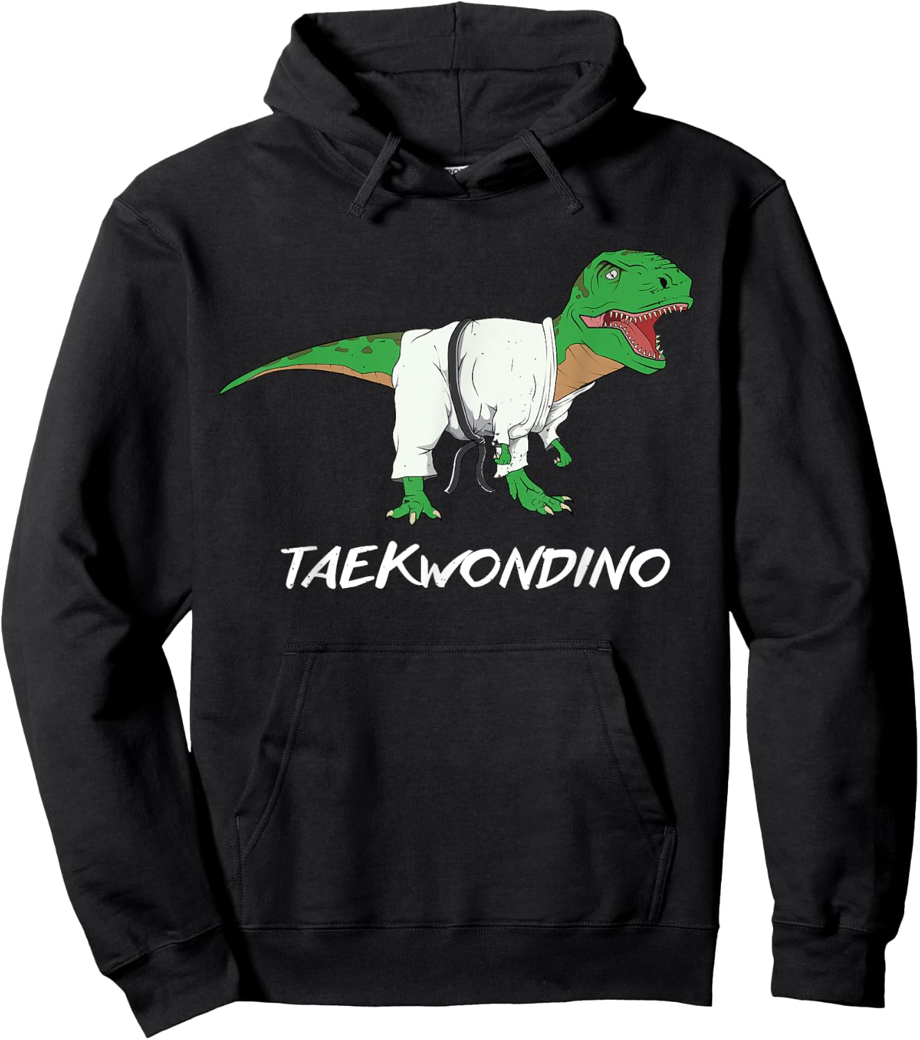 Funny Taekwondo T Rex Dinosaur Cute Martial Arts Boys Gift Hoodie - Hoodie | Black