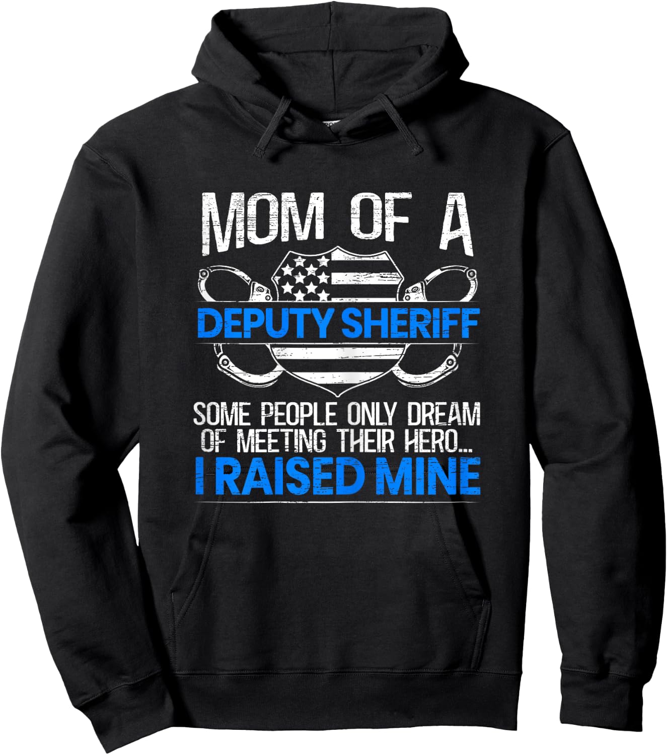 Proud Deputy Sheriff Mom Law Enforcement Thin Blue Line Hoodie - Hoodie | Black