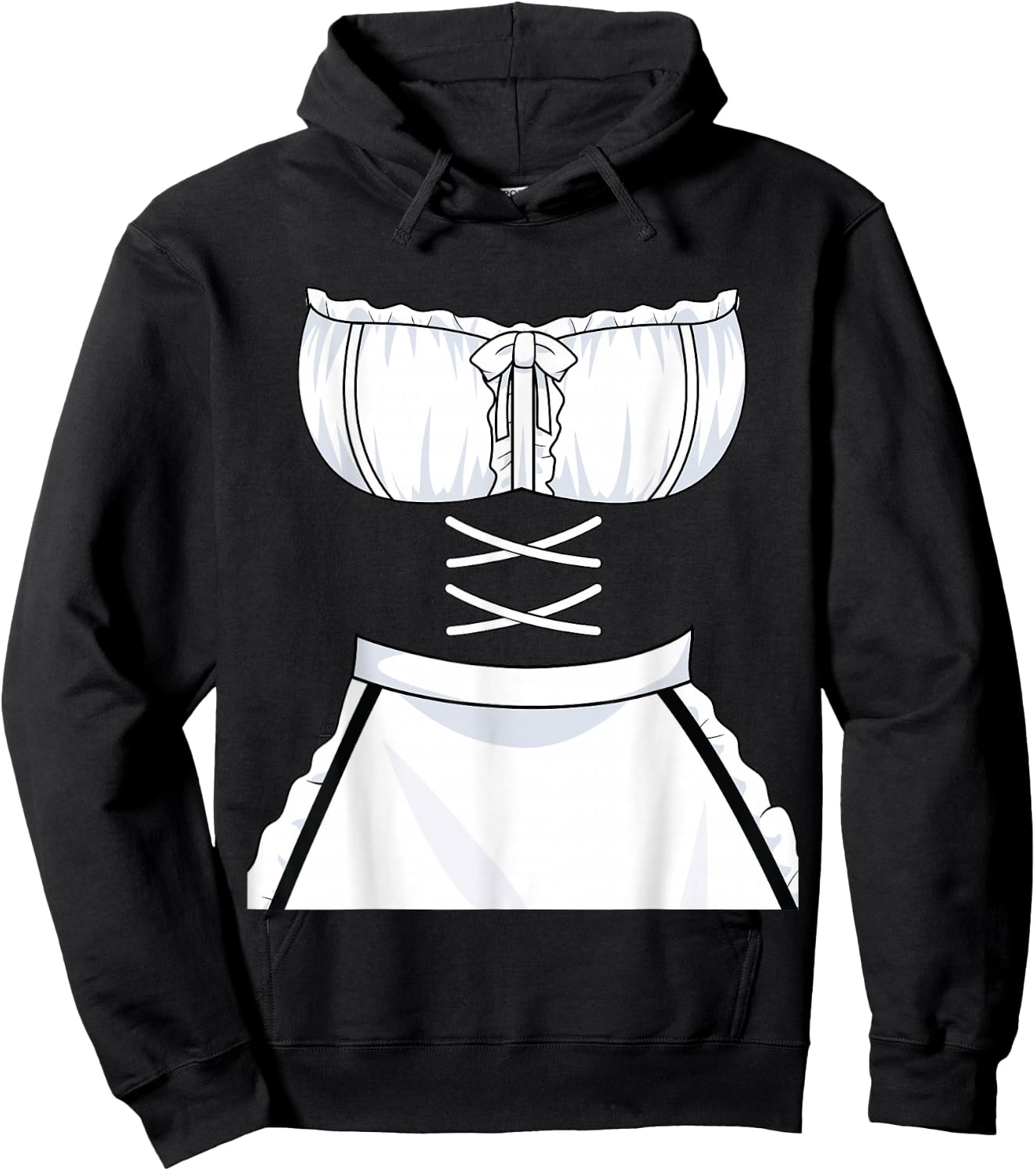 Japanese Anime French Apron - Maid Dress Cosplay Costume Hoodie - Hoodie | Black