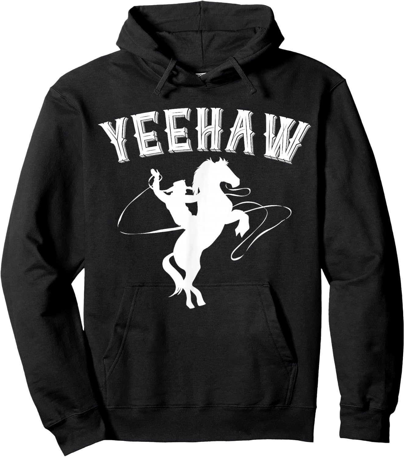 Yeehaw Bull Riding Western Rodeo Gift Cowboy Hoodie - Hoodie | Black