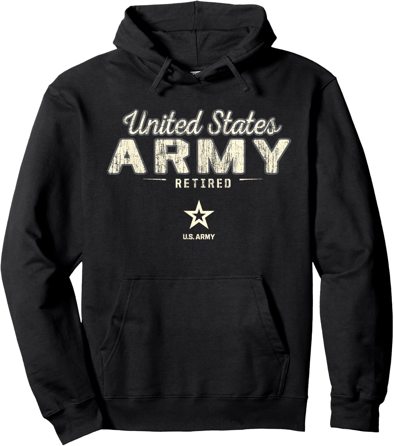 United States Army Military Retired Vintage Black Hoodie - Hoodie | Black