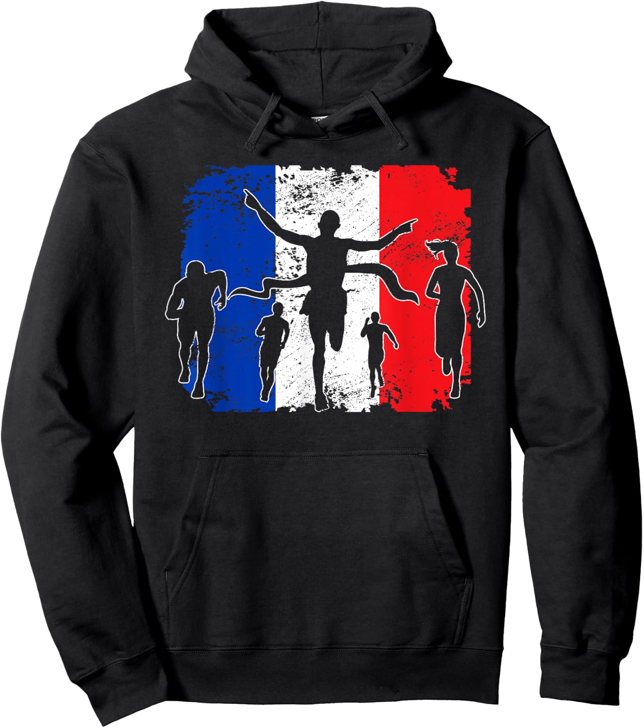 French Flag France Running Marathon Runners Hoodie - Hoodie | Black