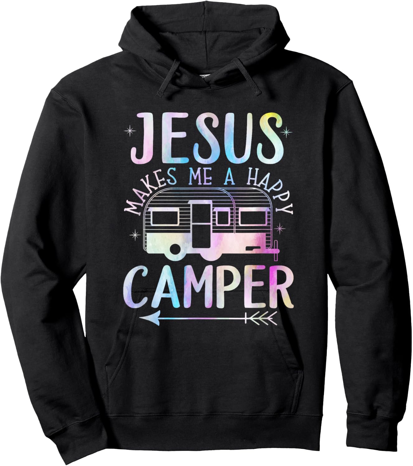 Jesus Makes Me A Happy Camper Camping RV Christian Religious Hoodie - Hoodie | Black