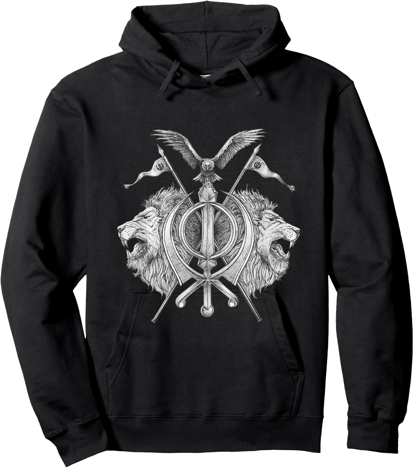 Sikh Brave Lion Khanda Hoodie - Hoodie | Black