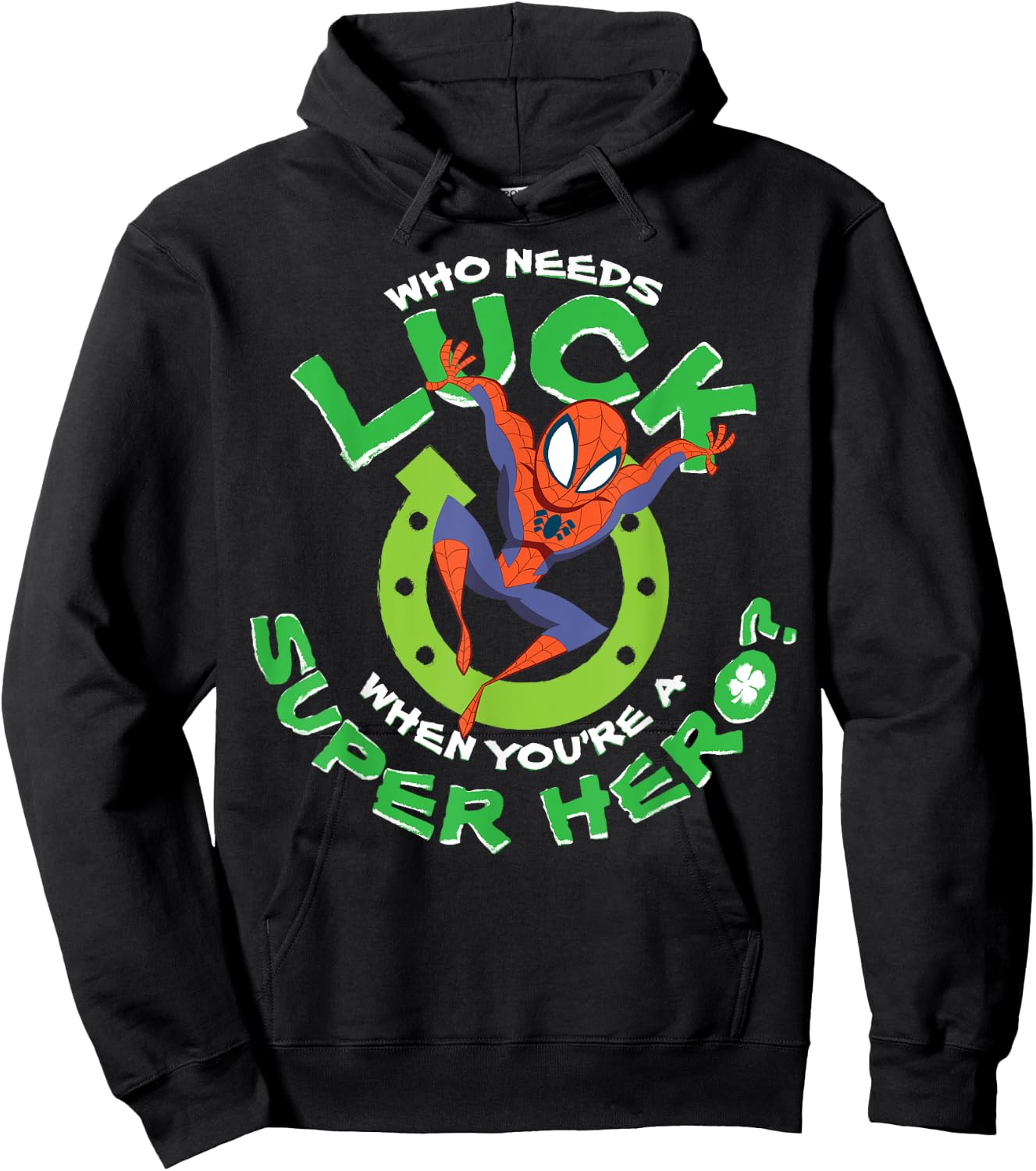 Marvel Spider-Man Who Needs Luck St. Patrick's Day Poster Hoodie - Hoodie | Black
