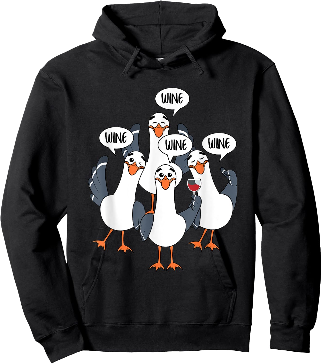 Seagull Wine Funny Bird Lover Drinking Enthusiast Women Gift Hoodie - Hoodie | Black