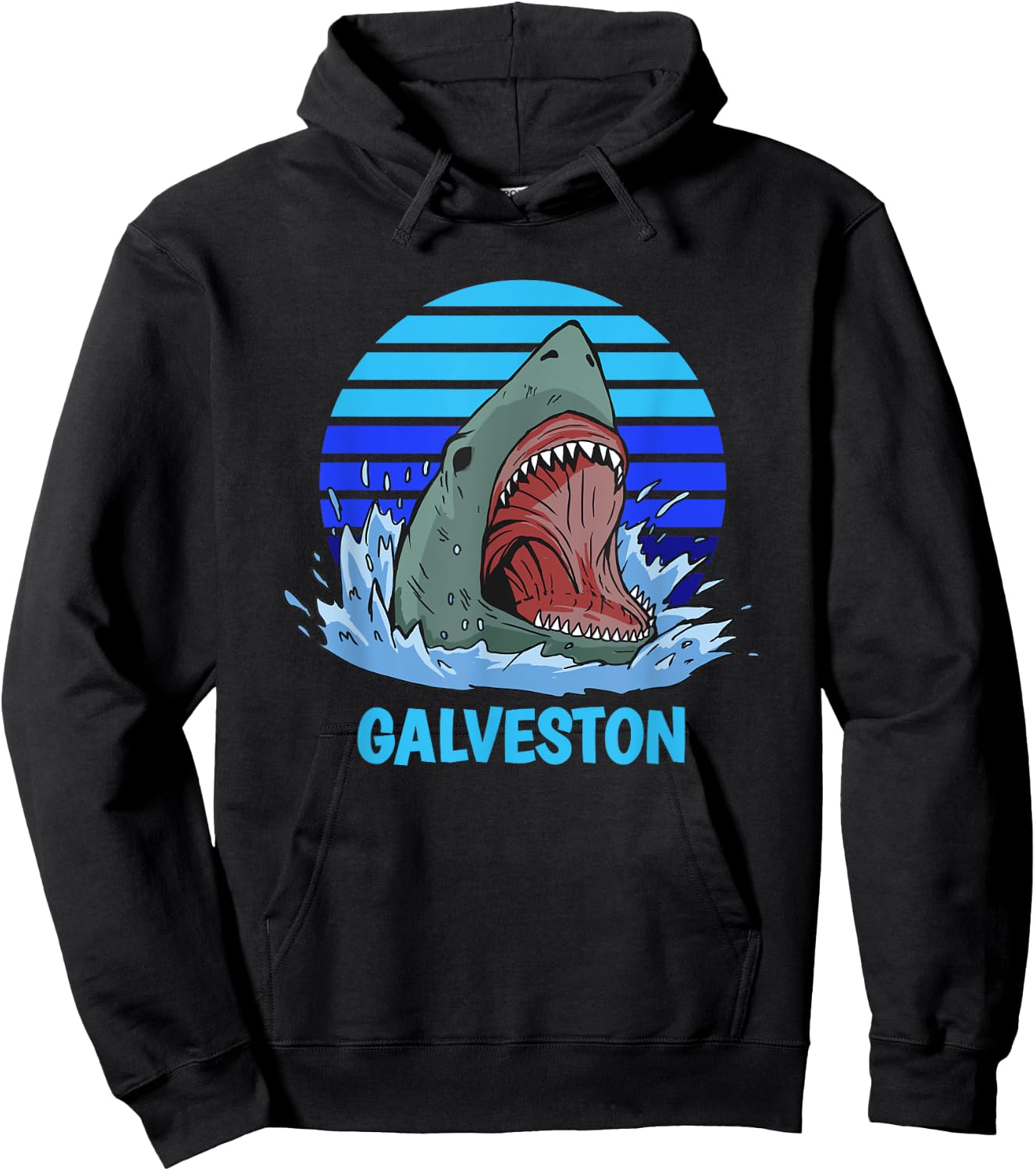 Galveston Vacation Shark Theme Hoodie - Hoodie | Black