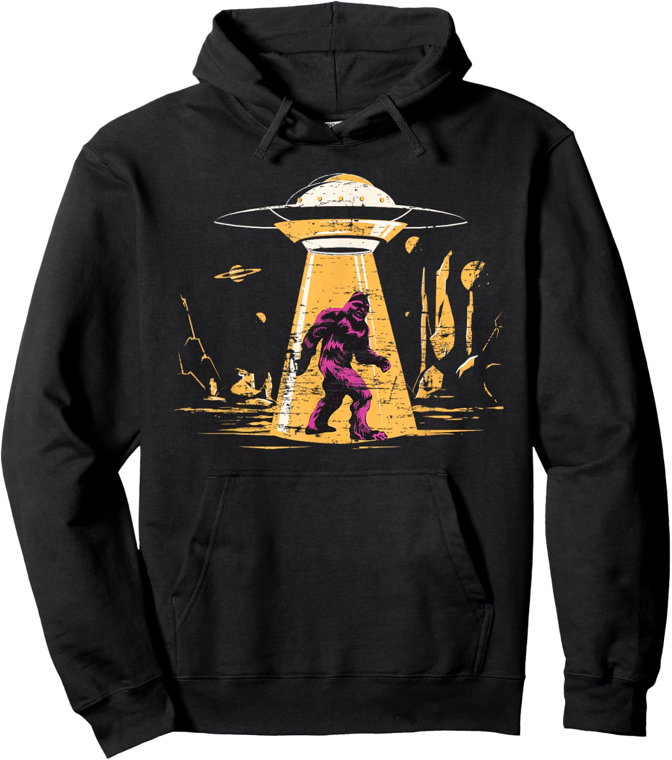 Alien Bigfoot UFO Abduction Sasquatch Yeti Cryptid Bigfoot Hoodie - Hoodie | Black