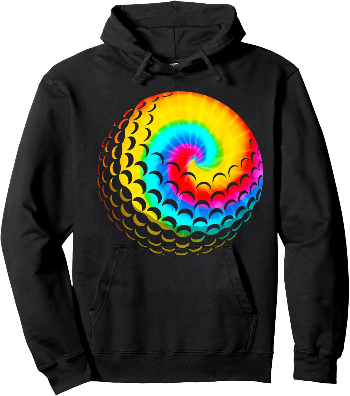 Cute Tie Dye Golf Gift Men Women Funny Rainbow Colored Ball Hoodie - Hoodie | Black