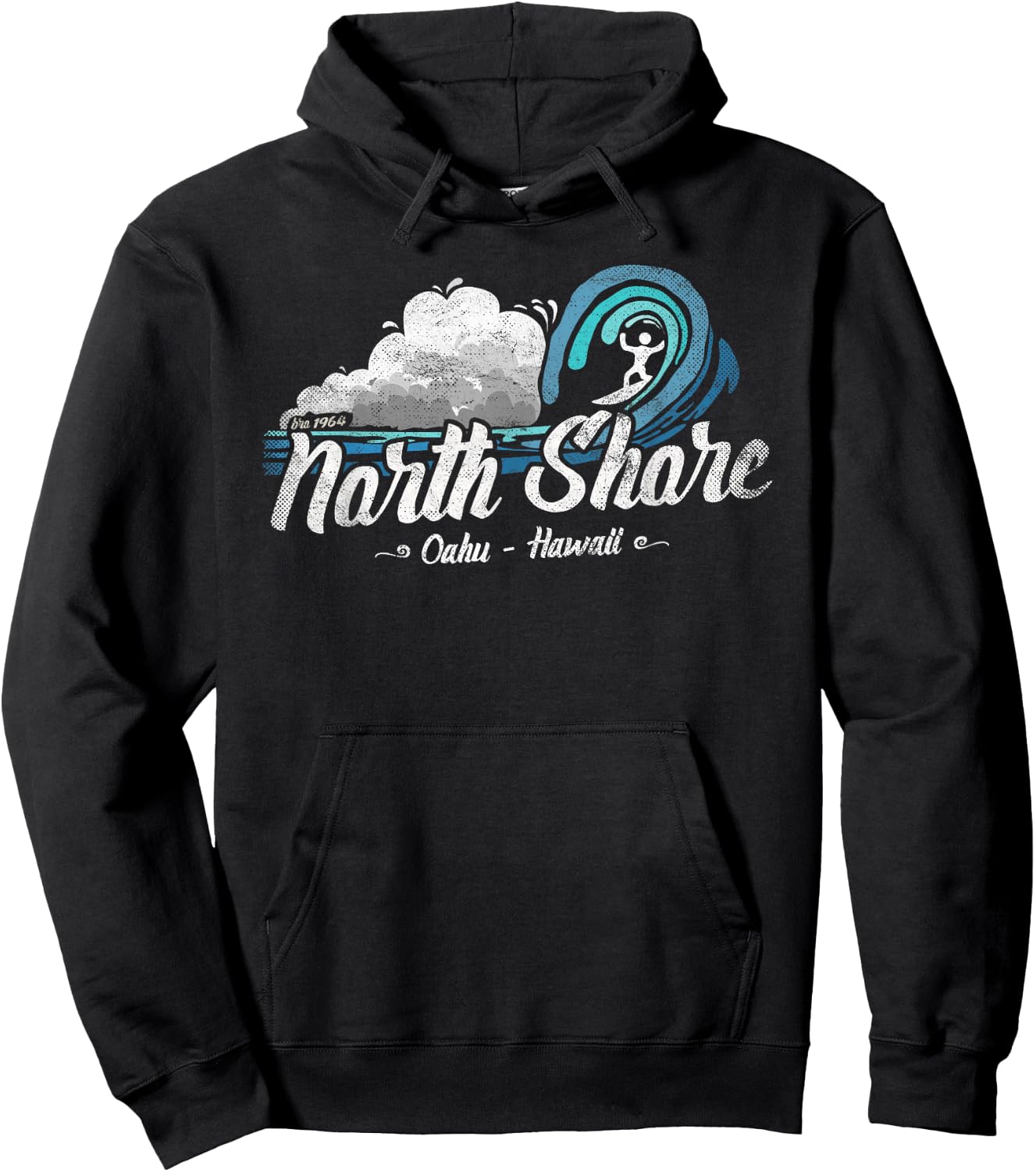 Vintage North Shore, Sunset Beach, Pipeline, Oahu, Hawaii Hoodie - Hoodie | Black