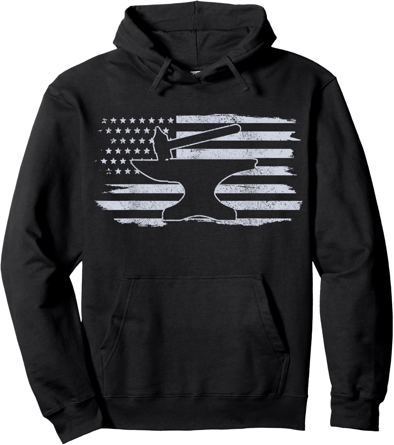 Blacksmith - Hammer Anvil USA Flag Knife Maker Steel Gift Hoodie - Hoodie | Black