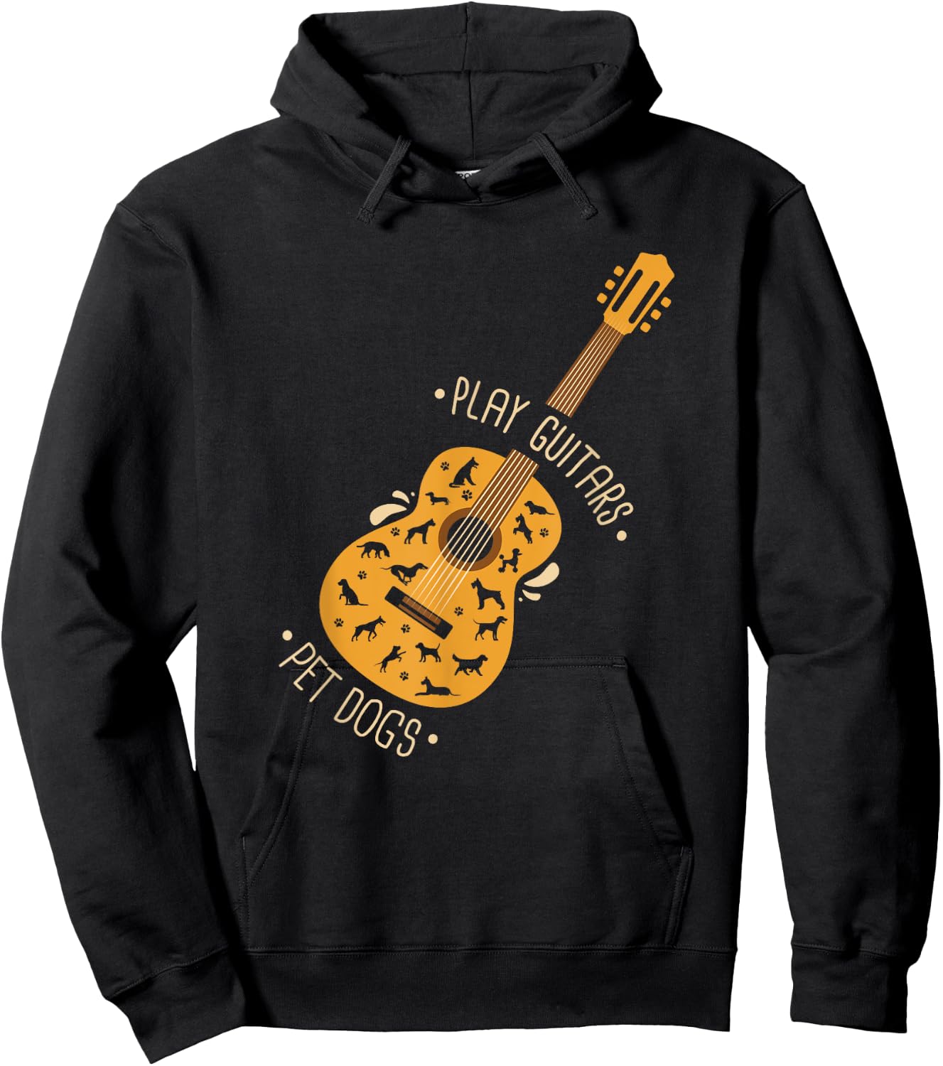 Play Guitars Pet Dogs I Dog And Music Lovers I Guitar Hoodie - Hoodie | Black