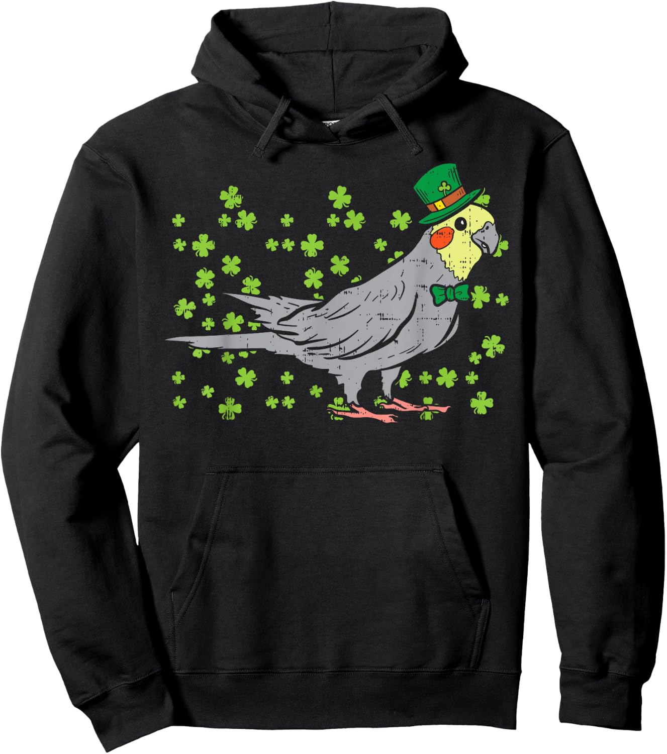 Leprechaun Cockatiel Bird Clover St Patricks Day Animal Gift Hoodie - Hoodie | Black