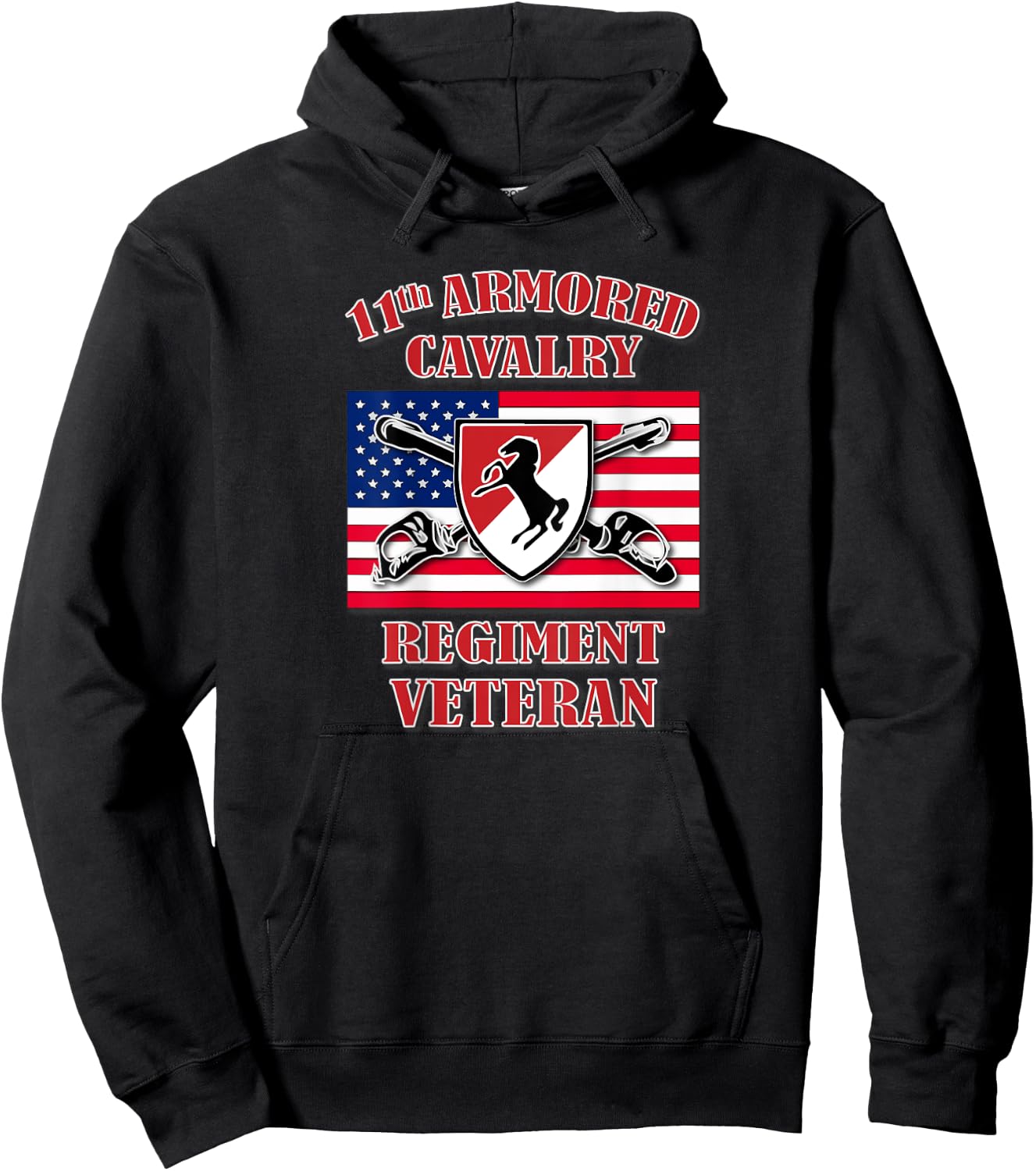 11th Armored Cavalry Regiment Veteran (Back Design) Hoodie - Hoodie | Black