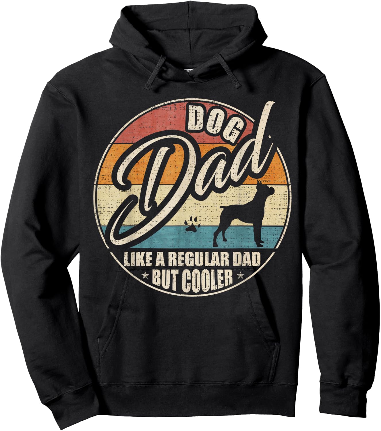 Vintage Retro Dog Dad Like A Regular Dad But Cooler Funny Hoodie - Hoodie | Black