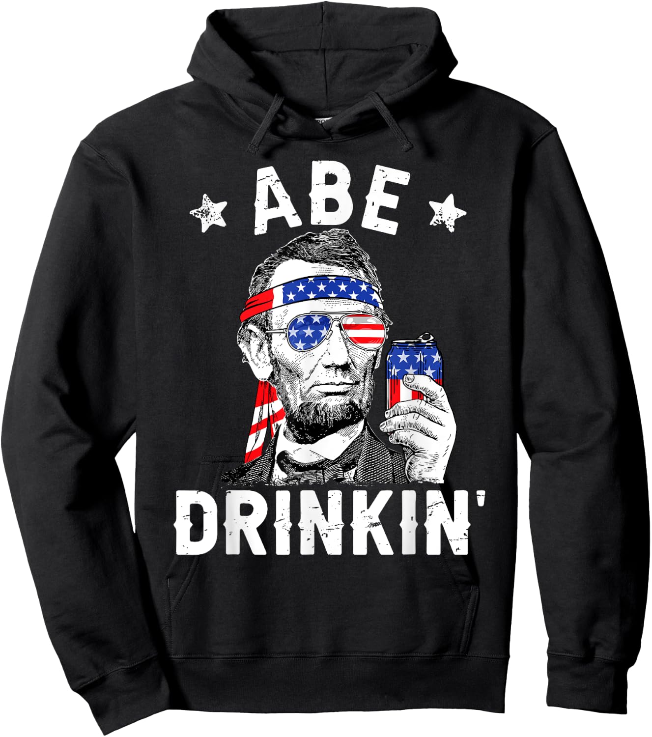 4th of July Abe Drinking Merica Abraham Lincoln Beer Lover Hoodie - Hoodie | Black