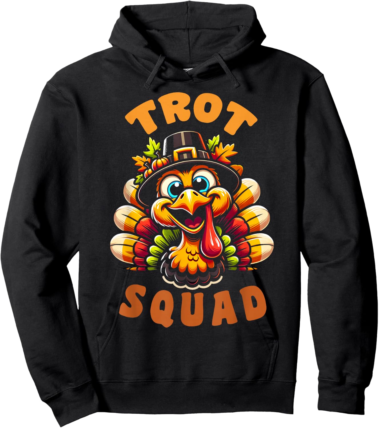 Trot Squad Funny Retro Thanksgiving Day Running Turkey Hoodie - Hoodie | Black