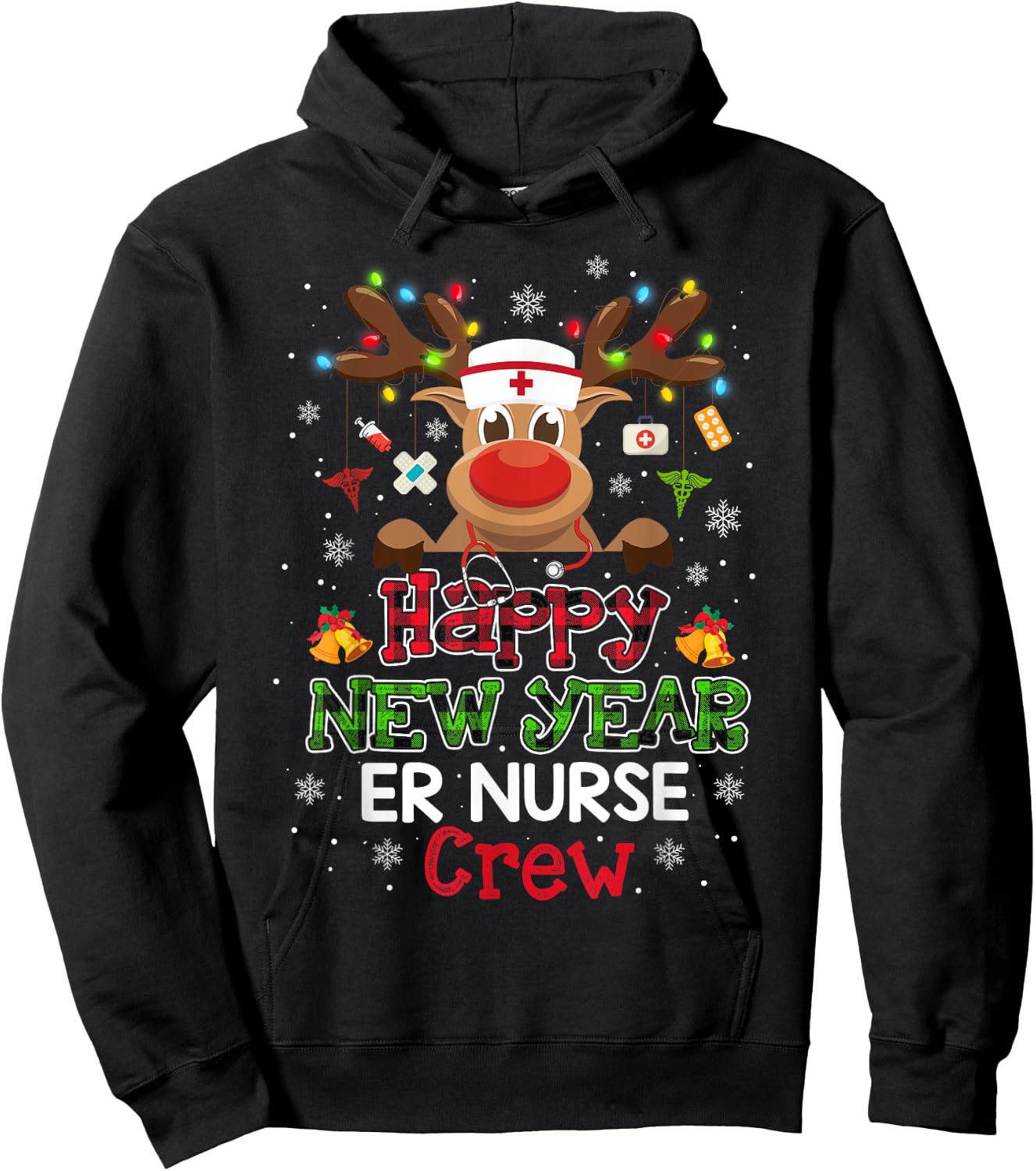 Happy New Year ER Nurse Crew Christmas Lovely Gifts Hoodie - Hoodie | Black