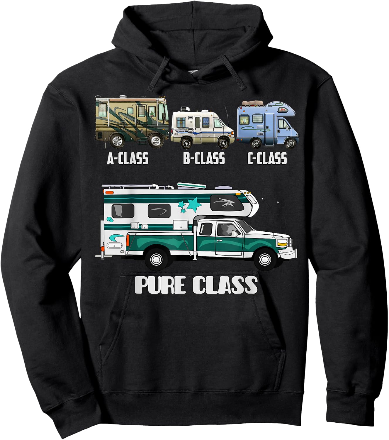 Pure Class RV Type Cabover Slide-In Pickup Truck Camper Hoodie - Hoodie | Black