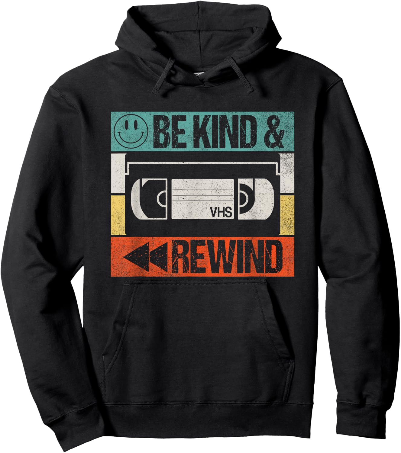 Be Kind & Rewind - Vintage Retro 90's Nostalgic 80's Hoodie - Hoodie | Black