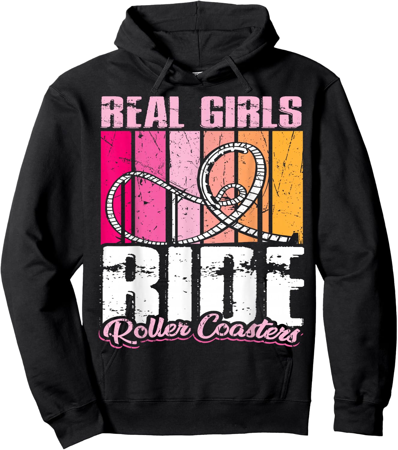 roller coaster design - Real girls ride roller coaster Hoodie - Hoodie | Black