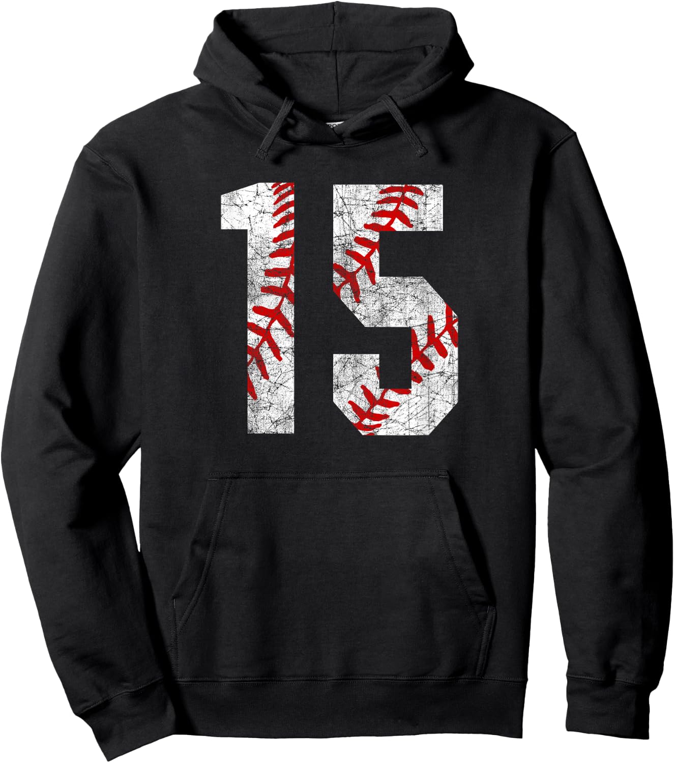 Vintage Baseball Mom #15 Jersey Baseball Favorite Player Hoodie - Hoodie | Black