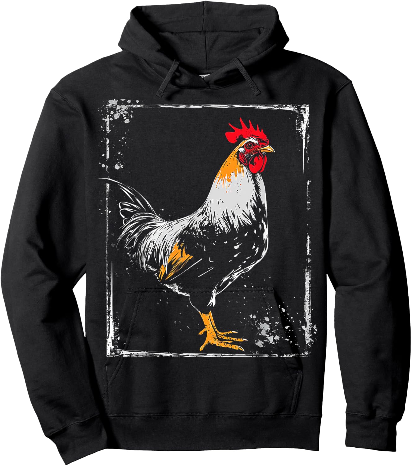 Chicken Painting Drawing Animal Art Graphic Chicken Hoodie - Hoodie | Black