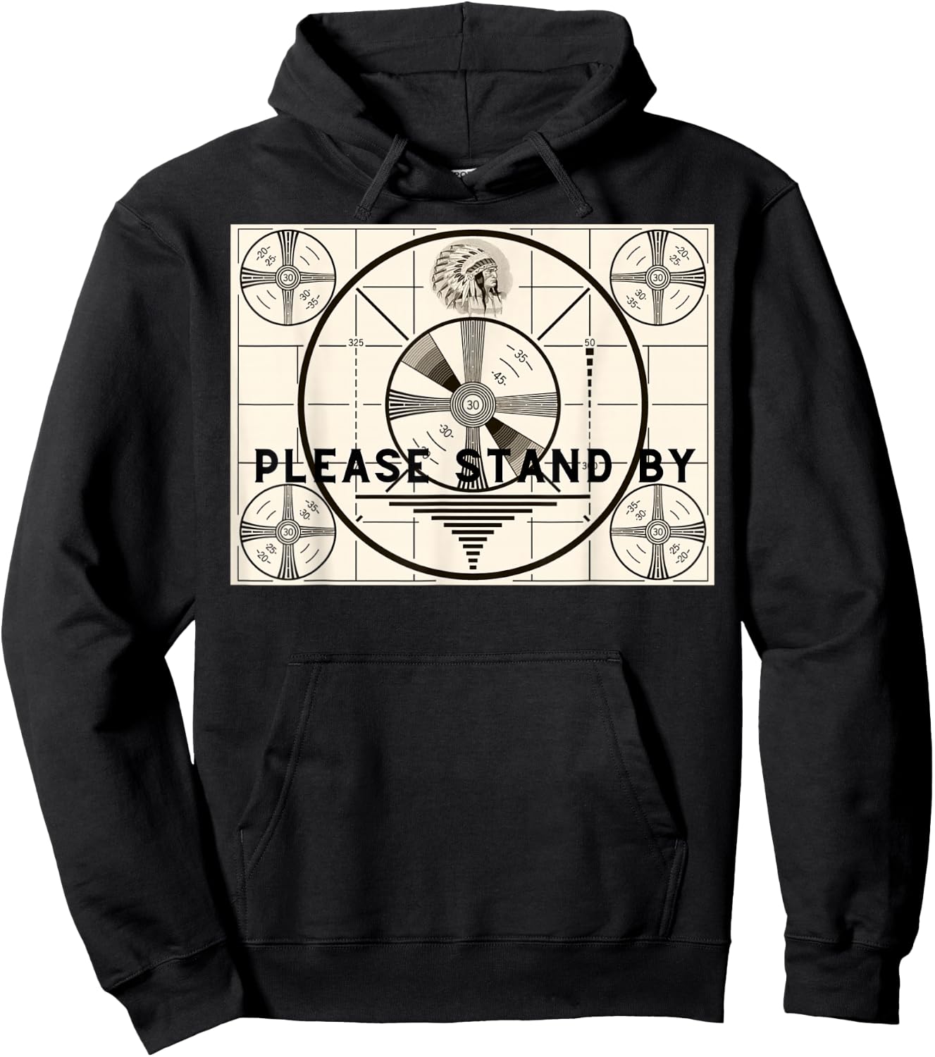Vintage Old Test Pattern Please Stand by TV Hoodie - Hoodie | Black