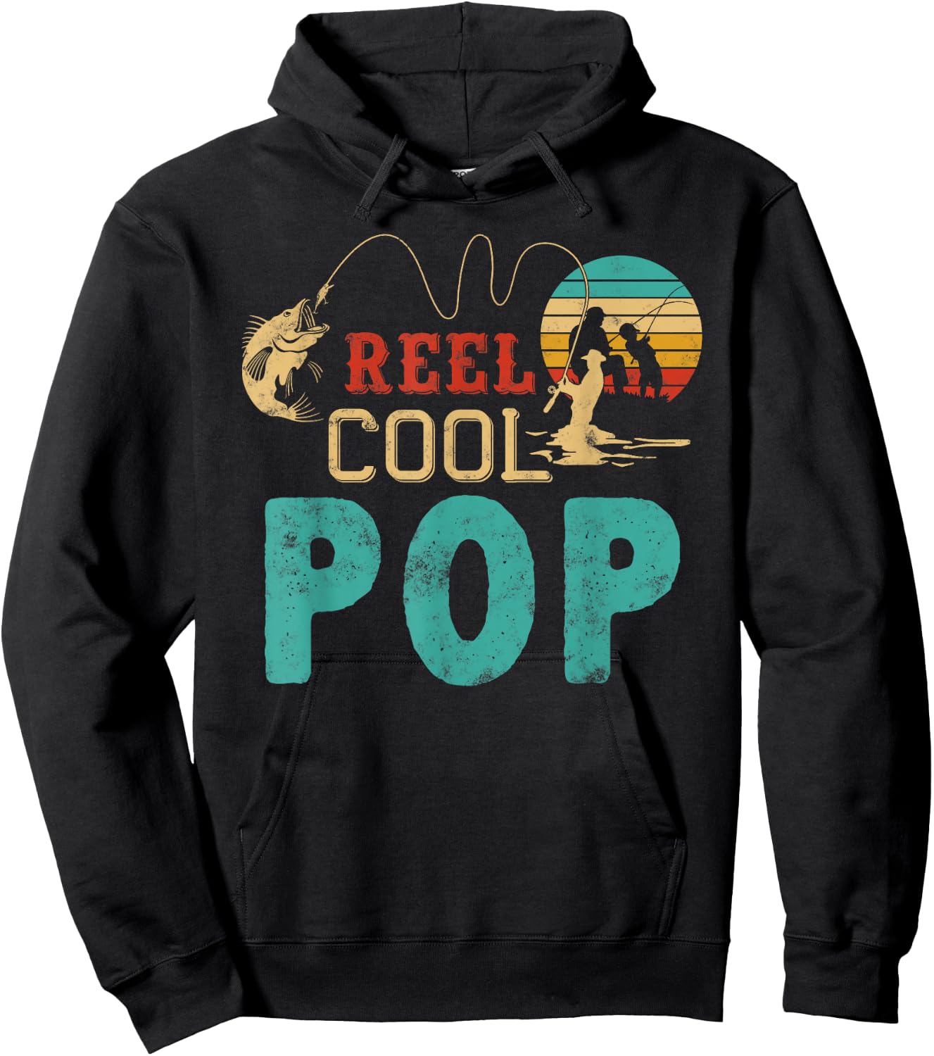 Fishing Reel Cool Pop Father’s day Gift Fisherman Pop Hoodie - Hoodie | Black