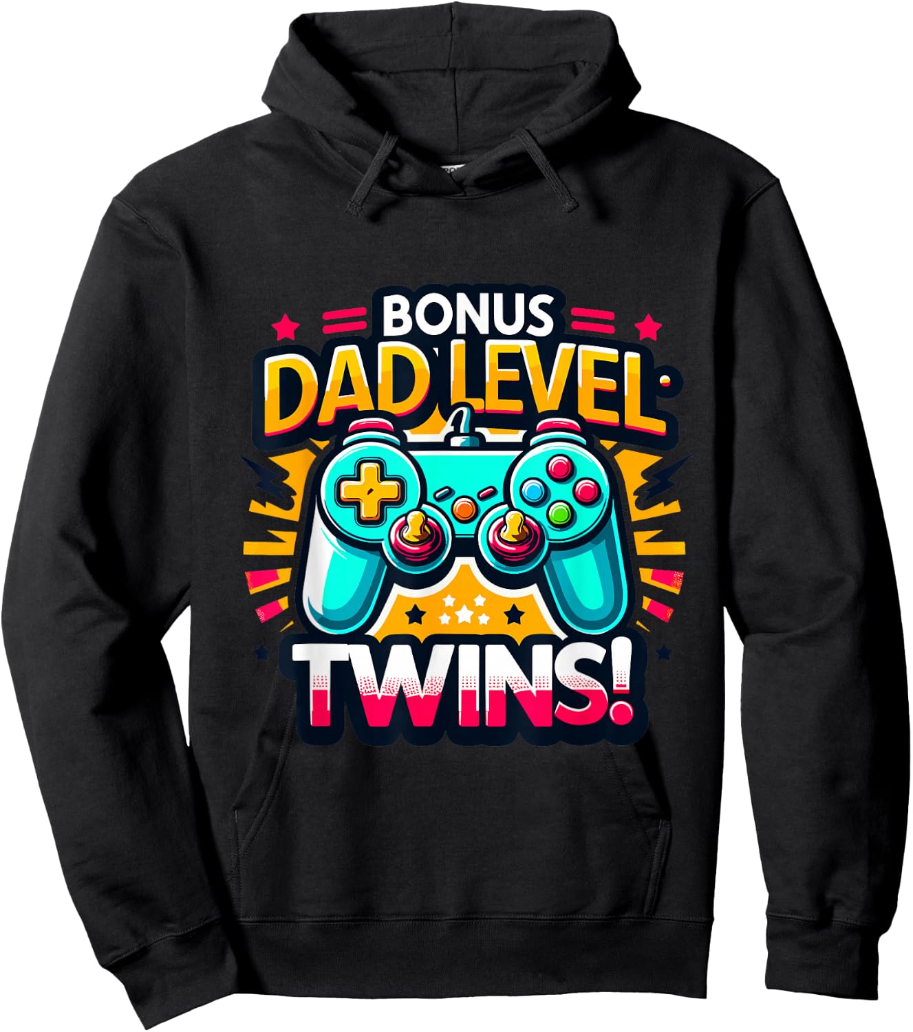 Dad Level: Twins! - Funny and Playful Typography Twin Dad Hoodie - Hoodie | Black