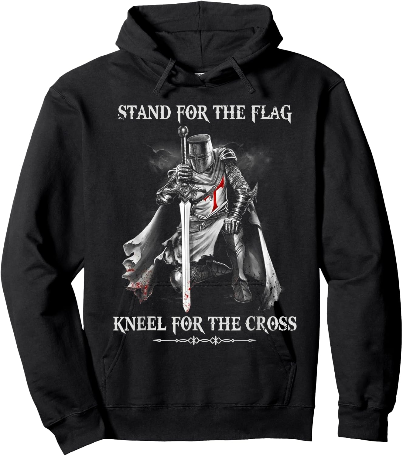 Stand For The Flag Kneel For The Cross - Knight Templar Hoodie - Hoodie | Black