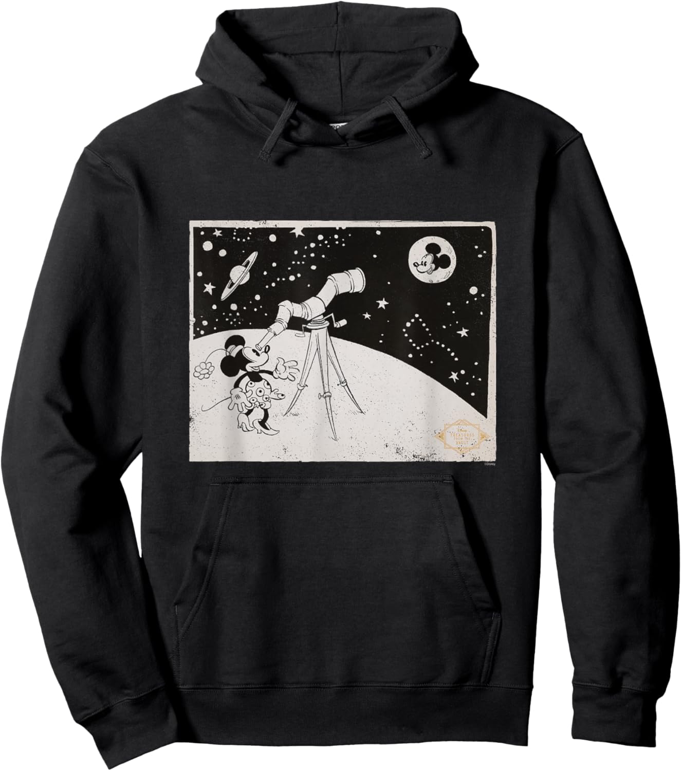 Disney Minnie & Mickey Mouse Telescope Moon Romantic Vintage Hoodie - Hoodie | Black