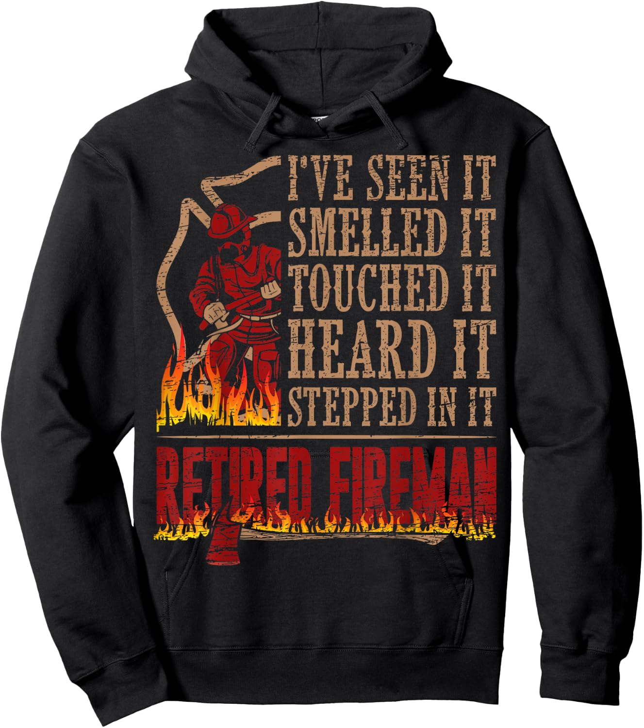 Retired Fireman Firefighter Axe Fire Gift Hoodie - Hoodie | Black