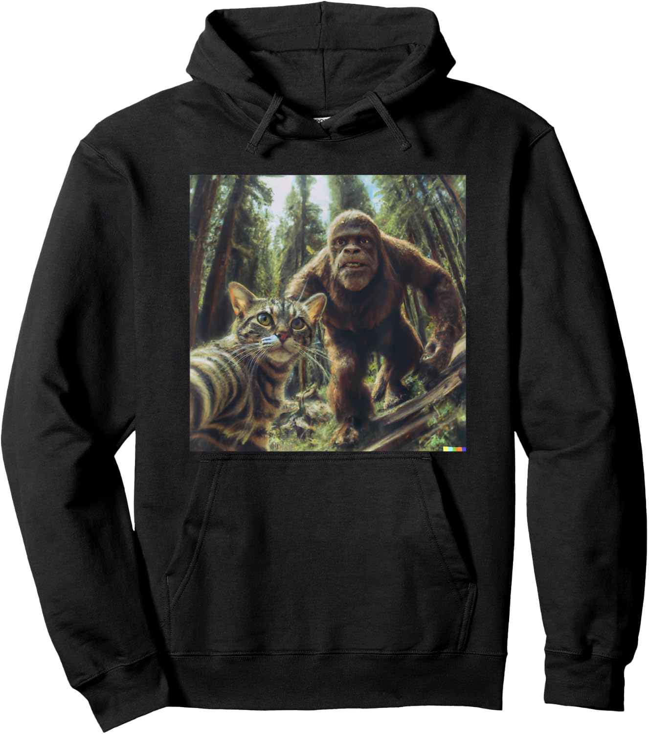 Cat Bigfoot Sasquatch Selfie Photo Funny Retro Classic Humor Men Women Girls Kids Hoodie - Hoodie | Black