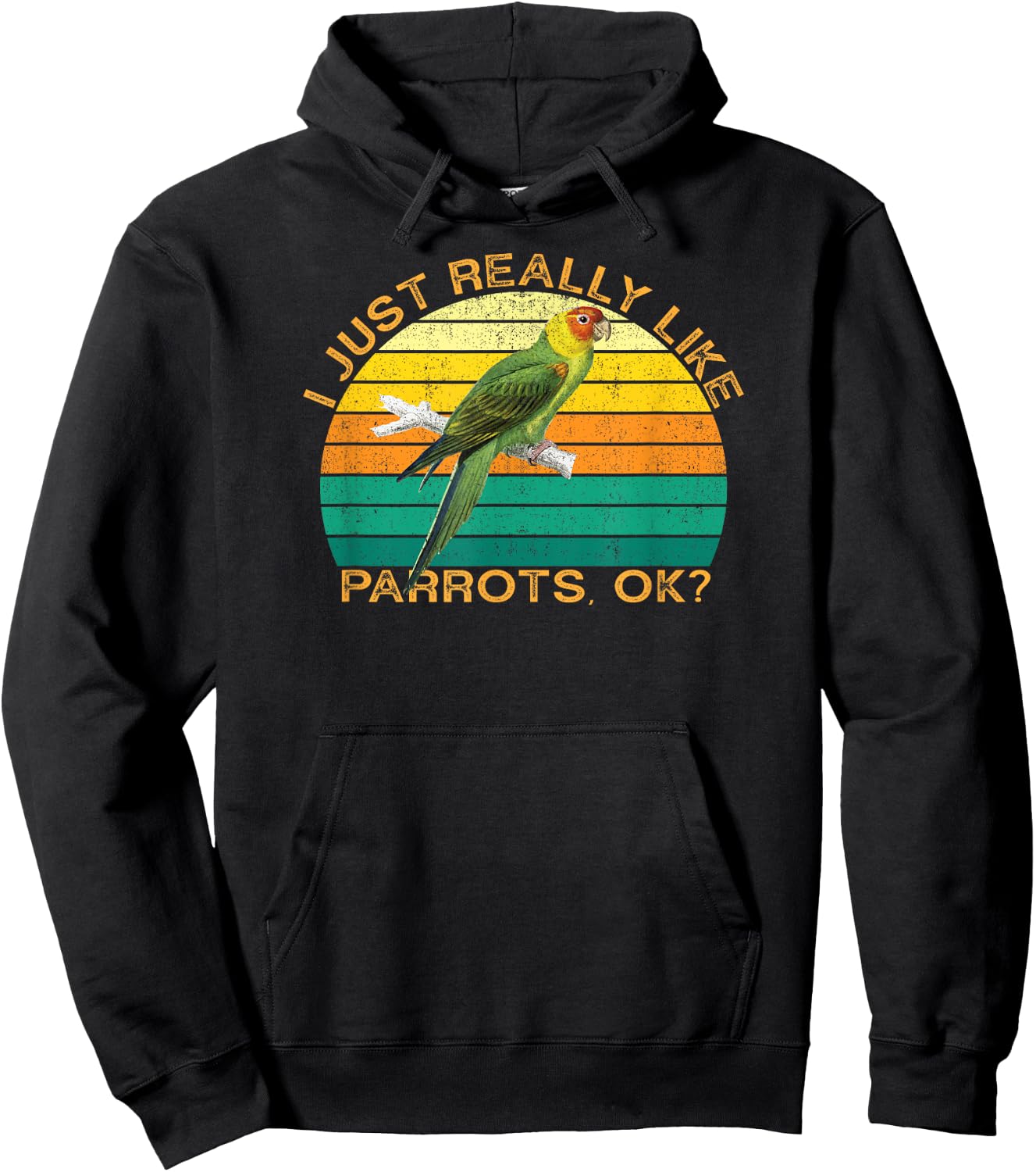 Parrot Funny Animal Quote With Vintage Shape Design Hoodie - Hoodie | Black