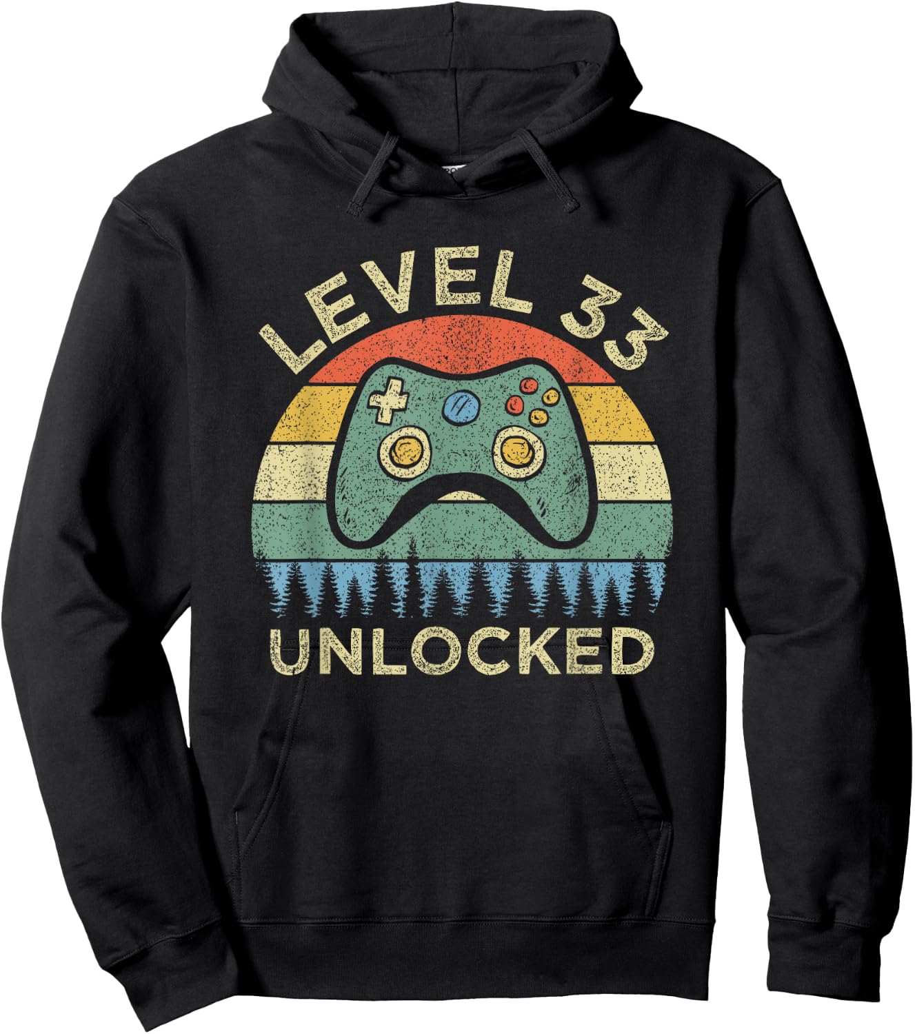 Level 33 Unlocked Video Gamer Retro 33rd Birthday Gift Hoodie - Hoodie | Black