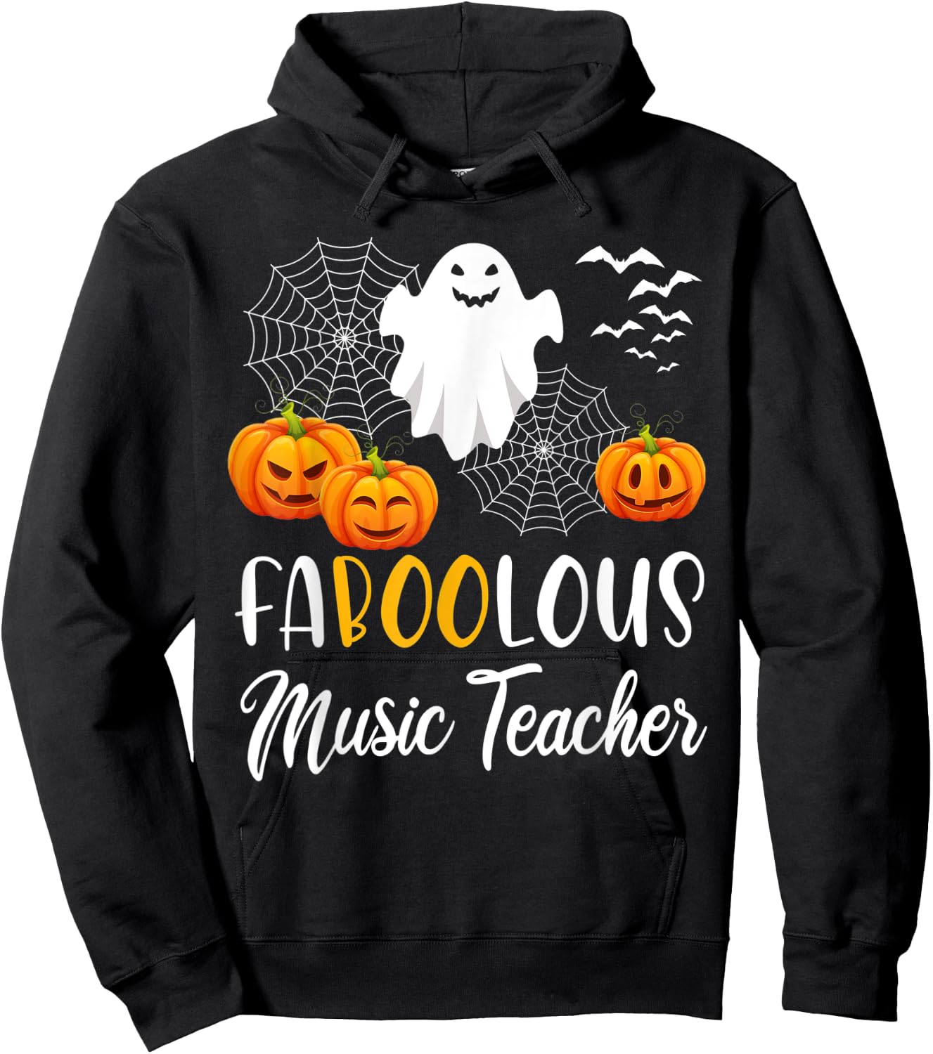 Faboolous Music Teacher Funny Pumpkin Boo Halloween Gift Hoodie - Hoodie | Black